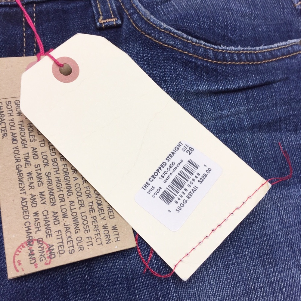 NWT CURRENT/ELLIOTT cropped straight jeans raw hem - Picture 7 of 8